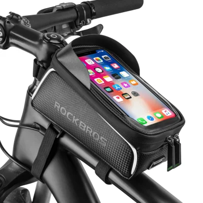 Bolsa frontal para telefone de bicicleta Bolsa de bicicleta à prova d'água Montagem de telefone de bicicleta Tubo superior Suporte para caixa de telefone Acessórios Bolsa para ciclismo Telefone compatível com menos de 6,5 polegadas